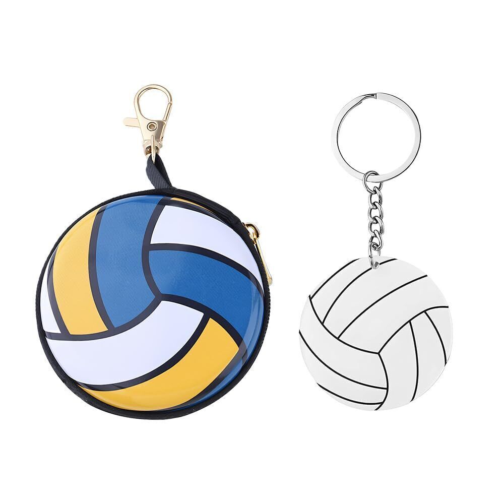 8483 Volleyball Coin Pouch Keychain with Zipper Small Coin Purse Keychain